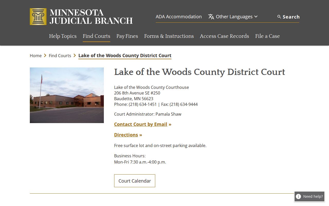 Lake of the Woods County court release record access